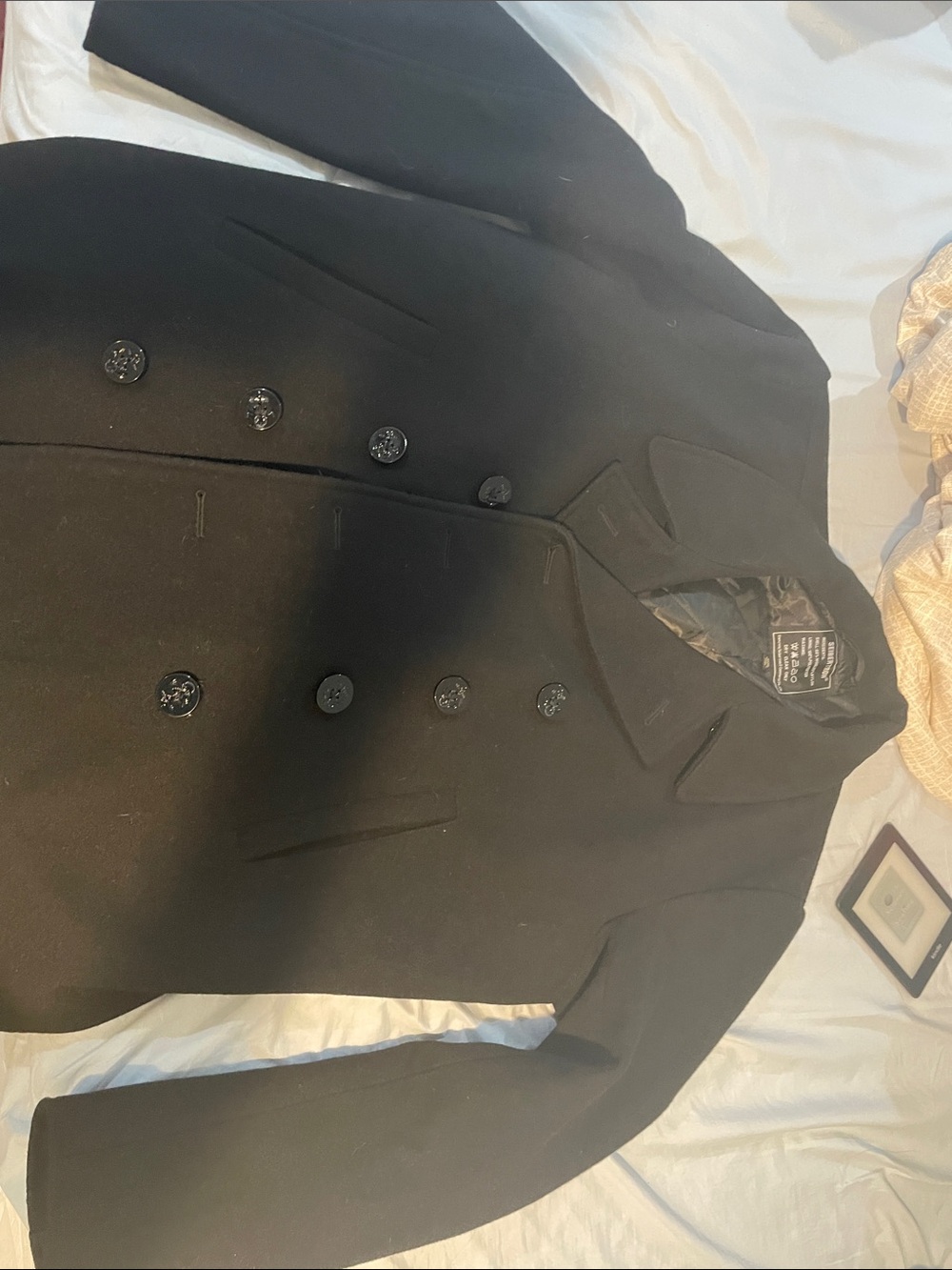 Men's Black Double-Breasted Wool PeaCoat 3xl